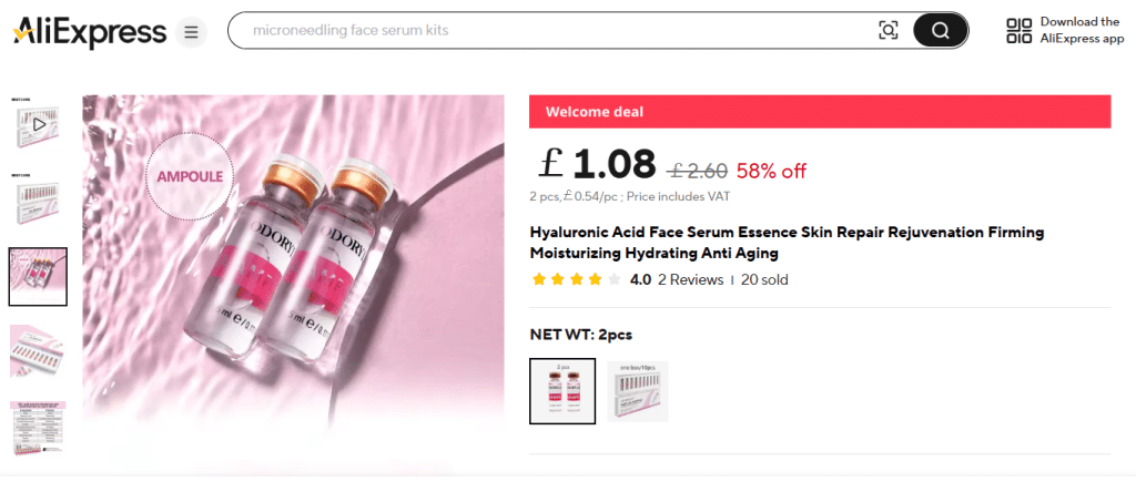 Aliexpress Fake HA ampoule Odorylan2